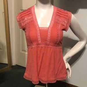 Coral lace IVORY top